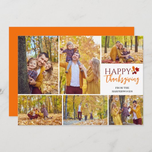 フローラ秋モダン感謝祭の家族写真 シーズンカード (正面/裏面)