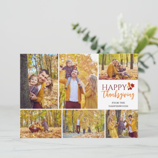 フローラ秋モダン感謝祭の家族写真 シーズンカード (スタンド正面)