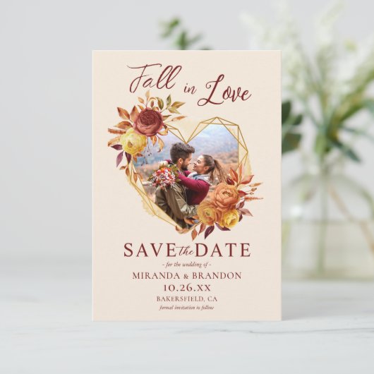 フローラ秋ラブフォトウェディングデートを保存 招待状 (スタンド正面)