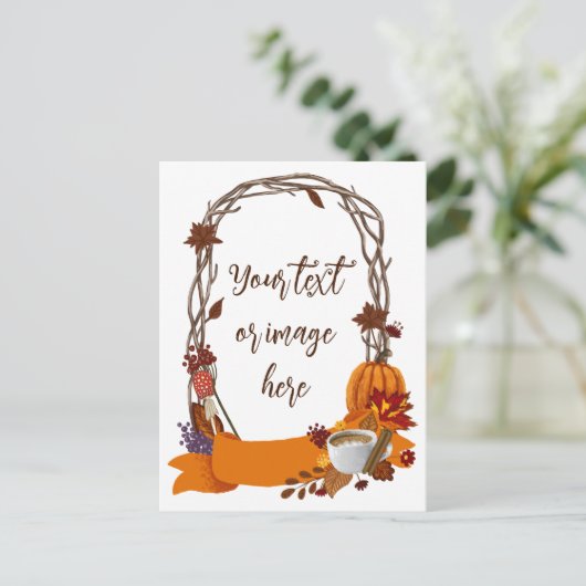 フローラ秋リース秋の花パンプキンコーヒー シーズンポストカード (スタンド正面)