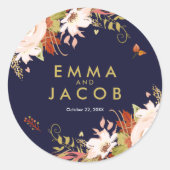 フローラ秋封筒用シールシールウェディングシャワー ラウンドシール (正面)