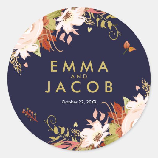 フローラ秋封筒用シールシールウェディングシャワー ラウンドシール (正面)