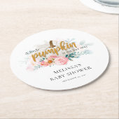 フローラ秋秋カボチャ赤ちゃんシャワー ラウンドペーパーコースター (アングル)