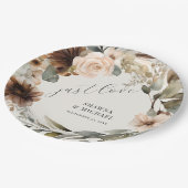 フローラ秋紅葉ミュートBOHO結婚の ペーパープレート (アングル)