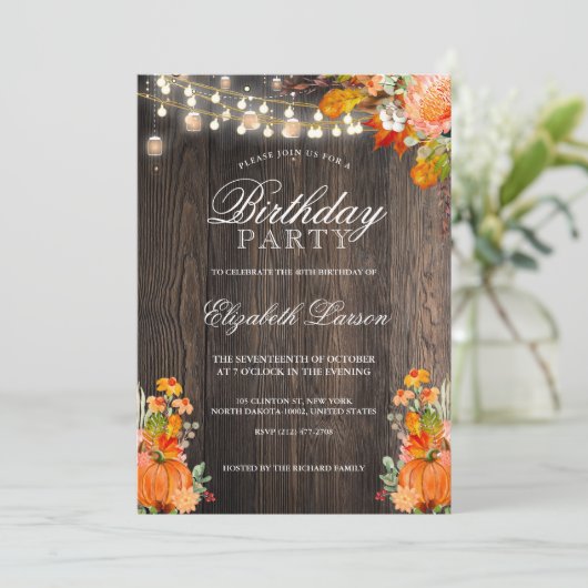 フローラ秋素朴秋パンプキンバースデーパーティー 招待状 (スタンド正面)
