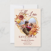 フローラ秋結婚の写真Save the Date 招待状 (正面)