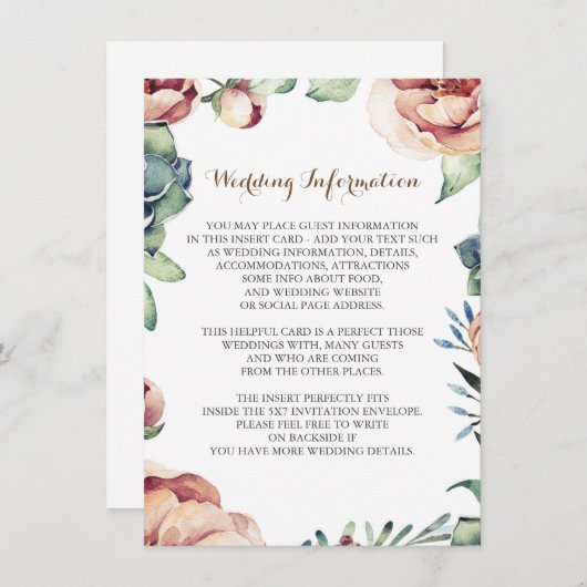 フローラ秋結婚アイボリーの情報挿入 エンクロージャーカード (正面/裏面)