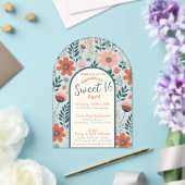 フローラ秋sweet sixteen招待の透過的 アクリル招待状 (インサイチュ (ウェディング))