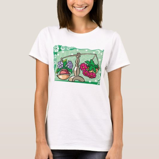 フローラ秤動はかりで測花 Tシャツ (正面)