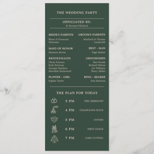 フローラ積み上げモノグラムイニシャル結婚式 プログラム (裏面)