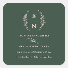 フローラ積み重ねイニシャルモノグラム結婚ズ スクエアシール