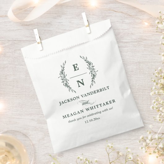 フローラ積み重ねイニシャルモノグラム結婚ズ フェイバーバッグ (クリップ留めされた状態)