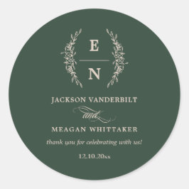 フローラ積み重ねイニシャルモノグラム結婚ズ ラウンドシール