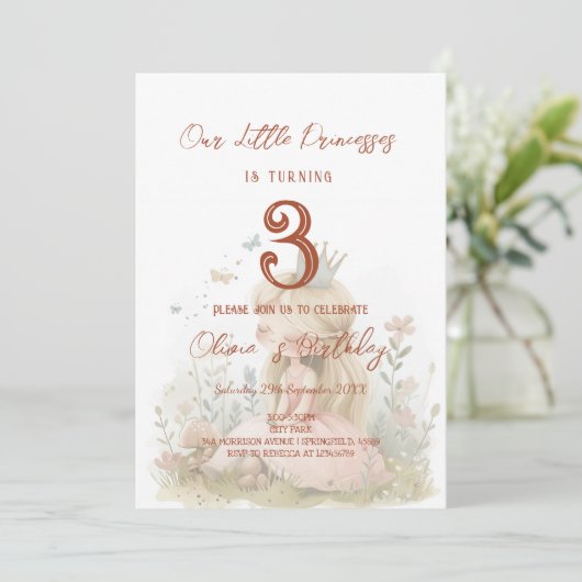 フローラ童話プリンセス子供の誕生日パーティー 招待状 (スタンド正面)