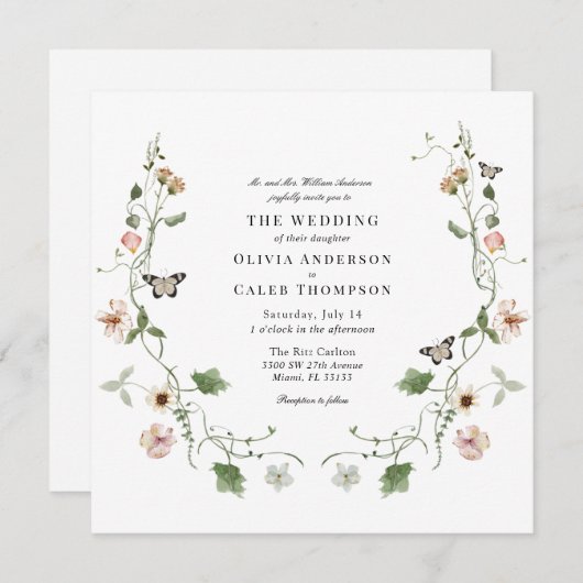 フローラ童話庭園の結婚式 招待状 (正面/裏面)