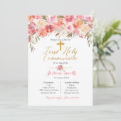 フローラ第1回聖餐式招待状バラ金ゴールド 招待状 (スタンド正面)