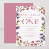 フローラ第1誕生日招待状 招待状 (正面/裏面)