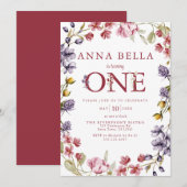 フローラ第1誕生日招待状 招待状 (正面/裏面)