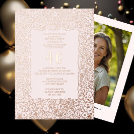 フローラ第40回サプライズ誕生日テンプレート 箔招待状