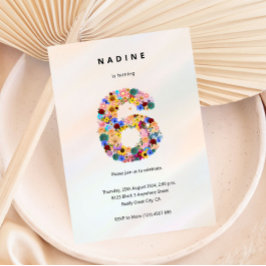 フローラ第6誕生日招待状ミニマリスト花 招待状