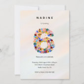 フローラ第6誕生日招待状ミニマリスト花 招待状 (正面)