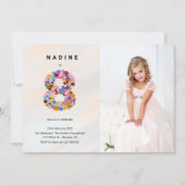 フローラ第8誕生日招待状春モダンスタイル 招待状 (正面)