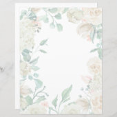 フローラ筆記用紙 – クリーム水彩バラ (正面/裏面)