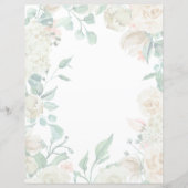 フローラ筆記用紙 – クリーム水彩バラ (正面)
