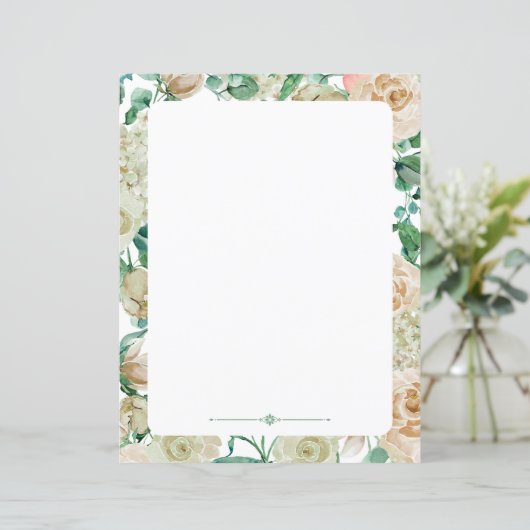 フローラ筆記紙クリーム水彩バラ (スタンド正面)