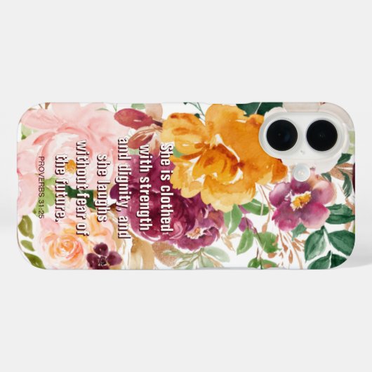 フローラ箴言31:25彼女は服を着ている素朴 Case-Mate iPhoneケース (裏面 (横))