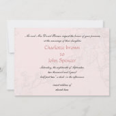 フローラ粉末ピンクの鳥のケージは鳥を愛結婚する 招待状 (裏面)