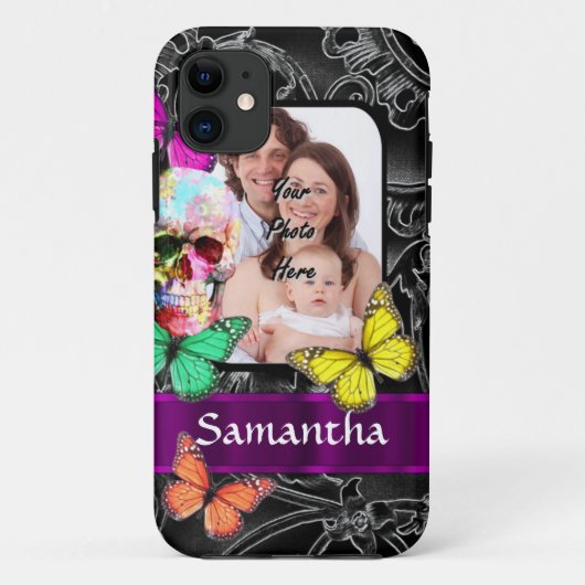 フローラ糖スカルと蝶 Case-Mate iPhoneケース (裏面)