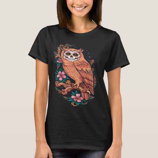 フローラ糖スカルフクロウ Tシャツ (正面)