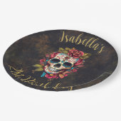 フローラ糖スカルマイルストーン誕生日 ペーパープレート (アングル)