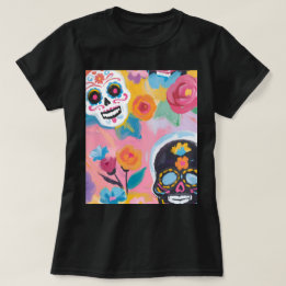 フローラ糖スカル絵を描ズ Tシャツ