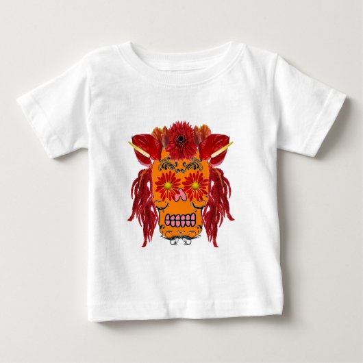 フローラ糖スカル ベビーTシャツ (正面)