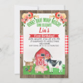 フローラ納屋周囲の庭ファームの誕生日の招待 招待状 (正面)