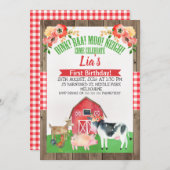 フローラ納屋周囲の庭ファームの誕生日の招待 招待状 (正面/裏面)