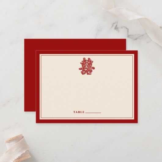 フローラ紙はダブル幸福を切中国のり結婚取る プレイスカード (正面/裏面インサイチュ)