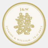 フローラ紙はダブル幸福を切中国のり結婚取る ラウンドシール (正面)