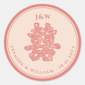 フローラ紙はダブル幸福を切中国のり結婚取る ラウンドシール (正面)