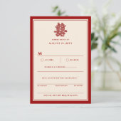 フローラ紙はダブル幸福を切中国のり結婚取る 出欠カード (スタンド正面)