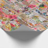 フローラ紙コラージュタイポグラフィ混合媒体 ラッピングペーパー (角)