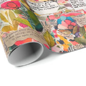 フローラ紙コラージュタイポグラフィ混合媒体 ラッピングペーパー (ロールコーナー)