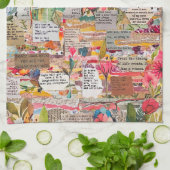 フローラ紙コラージュ混合メディアキッチンタオル キッチンタオル (折り畳み)