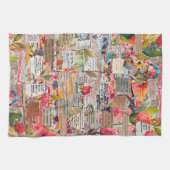 フローラ紙コラージュ混合メディアキッチンタオル キッチンタオル (横)