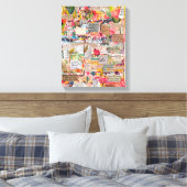 フローラ紙コラージュ混在媒体 キャンバスプリント (インサイチュ (寝室))