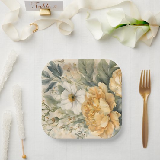 フローラ紙ナプキン ペーパープレート (ウェディング)