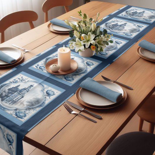 フローラ素晴らしパレスchinoisery toileモノグラム ショートテーブルランナー