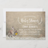 フローラ素朴かわいいウサギの赤ちゃんシャワー 招待状 (正面)